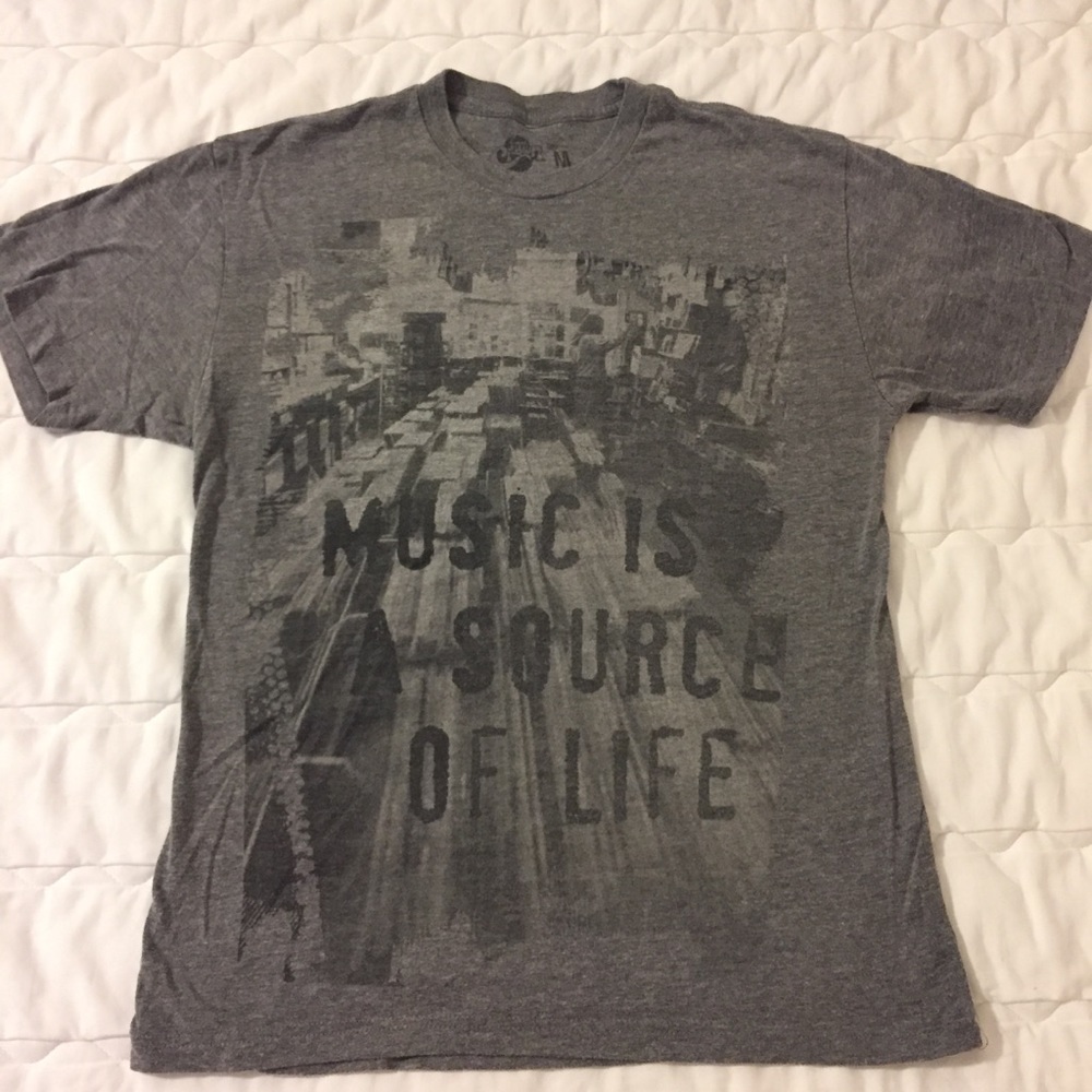 Super soft gray trendy cute feminine NOLA Music Is A Source of Life T-shirt